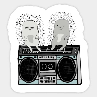 Hedgehogs on Boombox Sticker